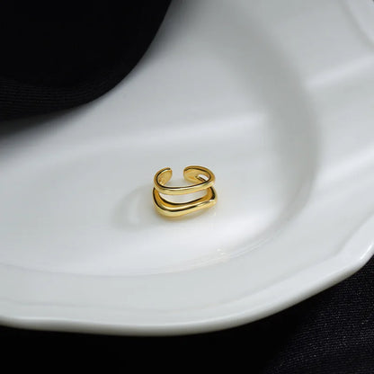 Fake Piercing Earcuff Double Circle Ear Cuff Faux Earrings for Women Man Hiphop Vintage Cuffs Earclips Accessories Korean Fas