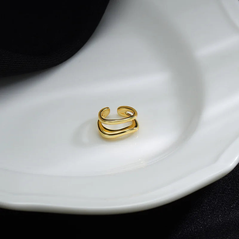Fake Piercing Earcuff Double Circle Ear Cuff Faux Earrings for Women Man Hiphop Vintage Cuffs Earclips Accessories Korean Fas