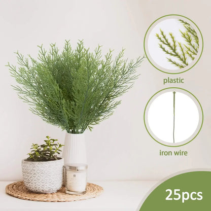 24pc Artificial Plants Pine Branches Evergreen Pines Leaves Sprigs Christmas Stem for DIY Wreath Gift Christmas Home Decorati