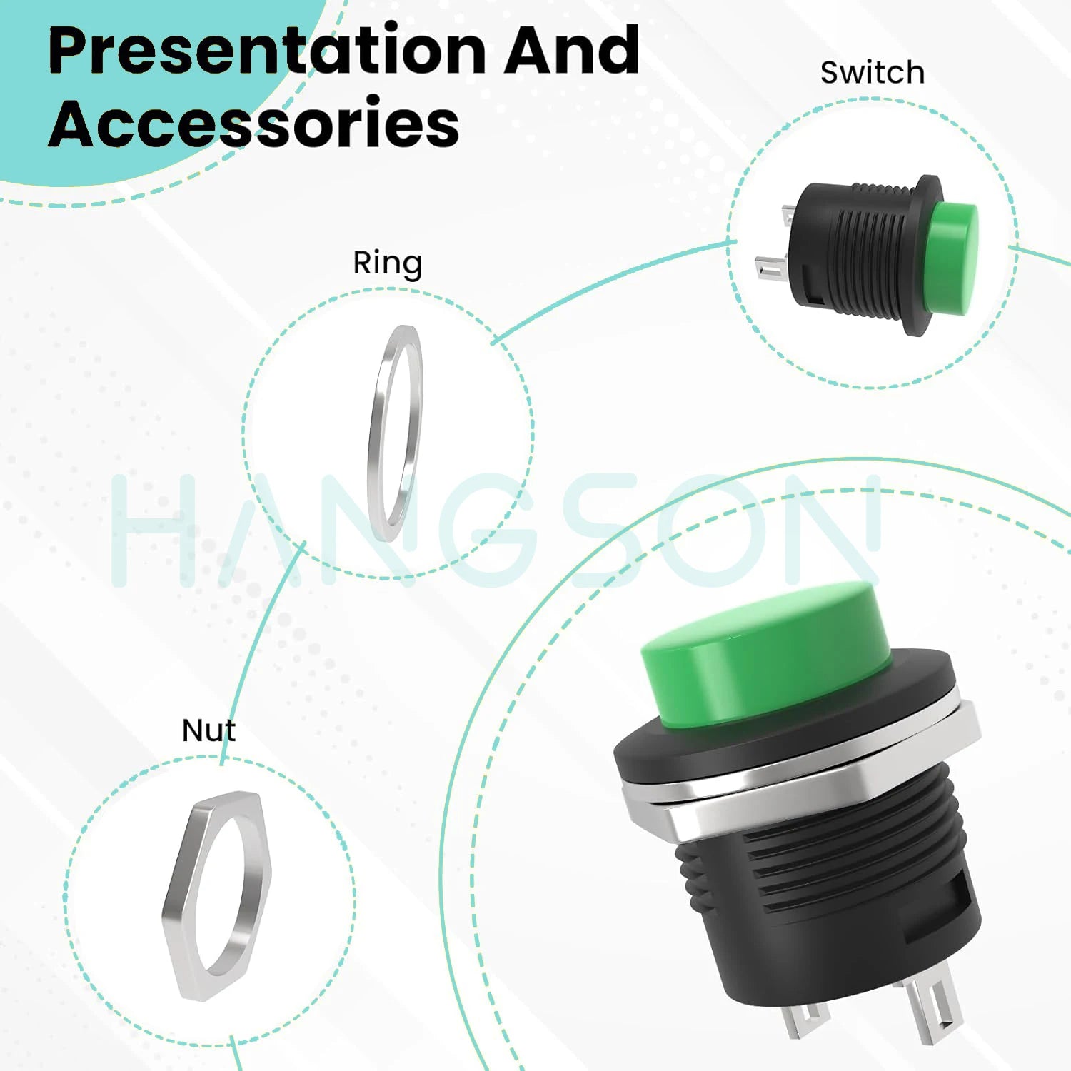6Pcs R13-507 Momentary Push Button 2 Pin Self-Resetting Mini No Lock Round SPST 1NO Switch 3A 250V AC/6A 125V AC Button Assor