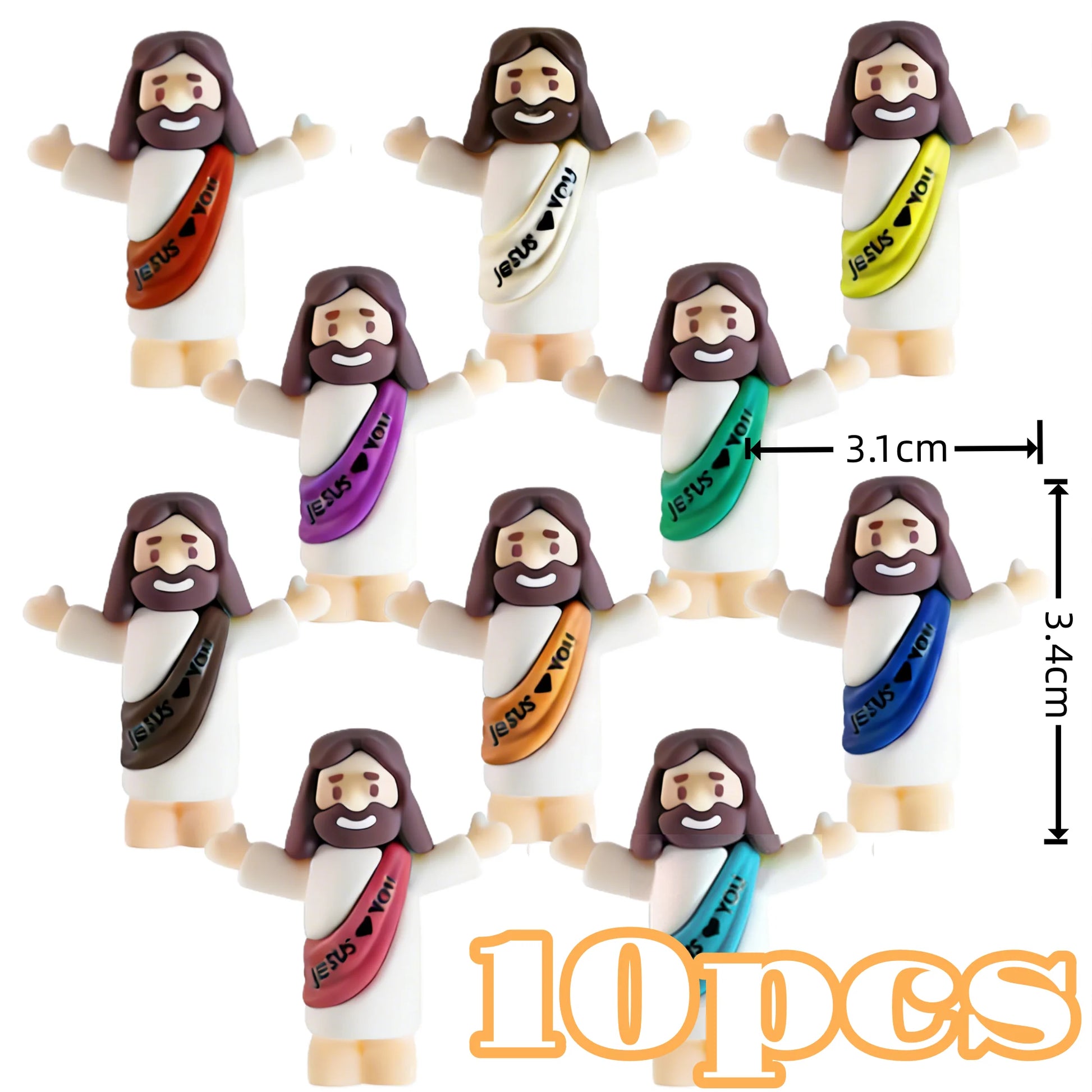 10/60pcs Mini Jesus Decorations Cartoon Statue Set for Holiday Party Scene Decor Festive Room Figurines Christmas Easter Gift