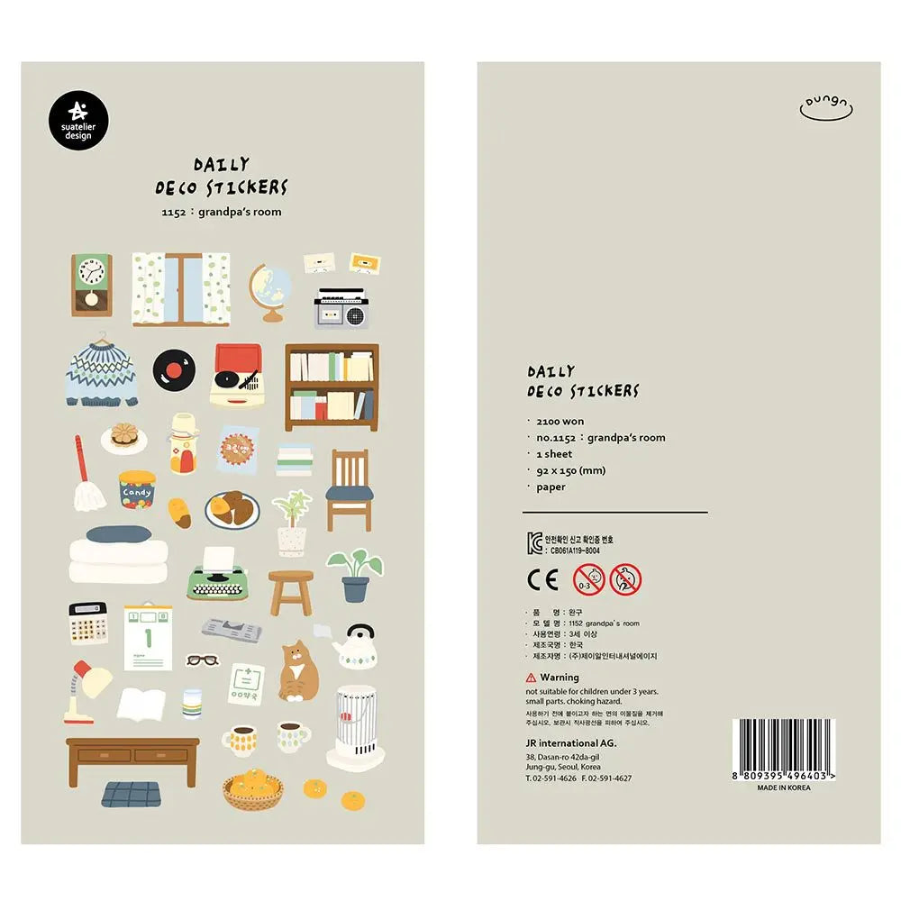 Korean Import Original Suatelier Daily Stickers Scrapbooking Diy Journal Stationery Sticker Decor Art School Supply - grandap