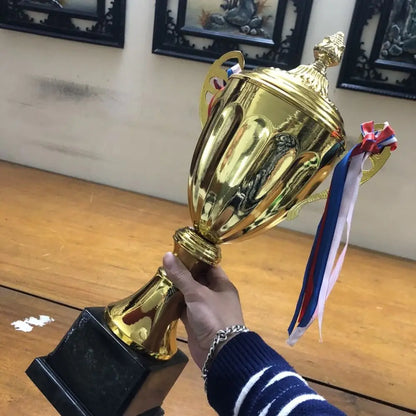 Sports Games Gold Trophy Awards Champion Metal Model Small Prize Cup with Lid School Rewarding Supply Winner Award Trophy Toy