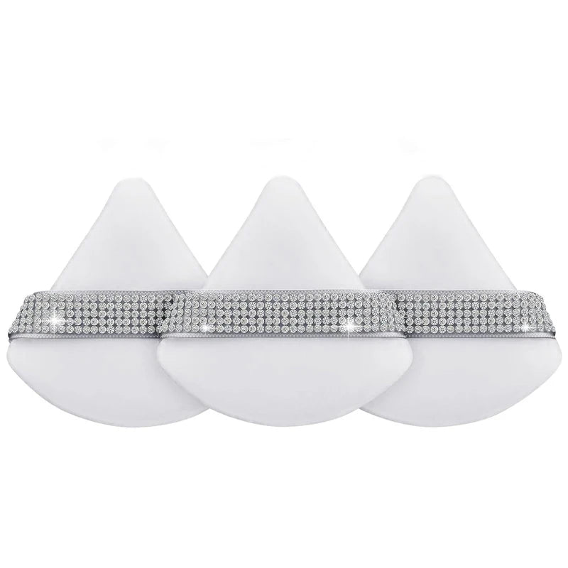 Diamond Triangle Velvet Setting Puff Ribbon Detail Powder Sponge Smooth Finishing Soft Puff for Loose Pressed Powder Applicat