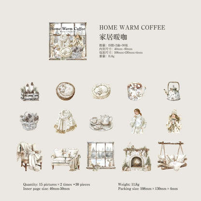 30sheets/lot Kawaii Stationery Stickers Winter Life Junk Journaling Decorative Mobile Scrapbooking for stickers - jiajunuanka