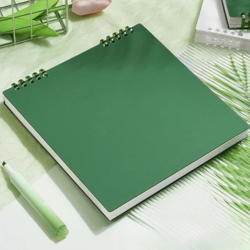 Grid Notepad B5 Sketch Book Notebooks Leaf Notebook Diary Flip Stationery Journal Writing Pads Office School Supplies - green