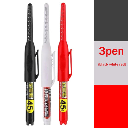 45mm Waterproof Deep Hole Marker Pens Long Nib Head Carpenter Pen White/Black/Blue Ink for Multi-Purpose Woodworking Hand Too