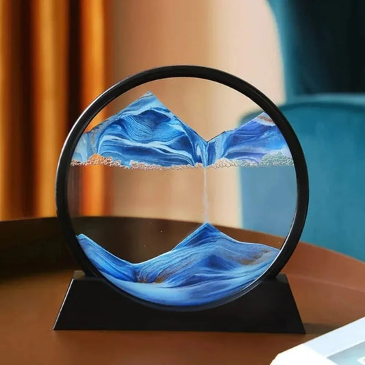 2026 3D Hourglass Quicksand Moving Sand Art Picture Round Glass Deep Sea Sandscape Craft Flowing Painting Home Office Work De
