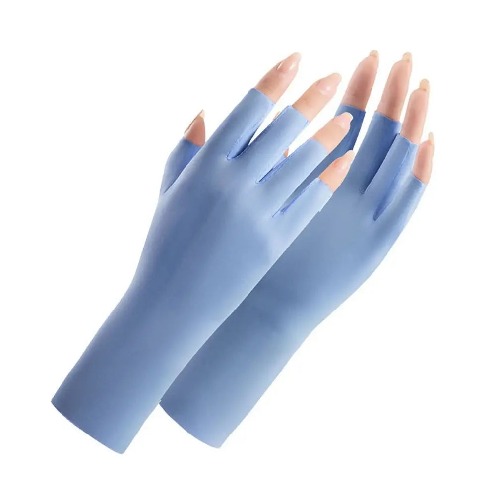 Sunscreen Gloves For Nail Art Gel UV LED Lamp Tool Nail Art Glove UV Protection Gloves Protecter Gloves - blue