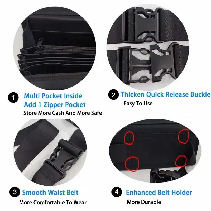 6 Slots Euro Coin Dispenser Driver Waiter's Purse Waist Wallet Zipper Pocket Coin Sorter Collector Cash Receipt Coins Safe