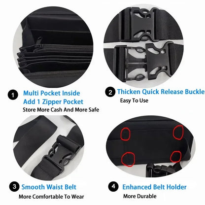 6 Slots Euro Coin Dispenser Driver Waiter's Purse Waist Wallet Zipper Pocket Coin Sorter Collector Cash Receipt Coins Safe