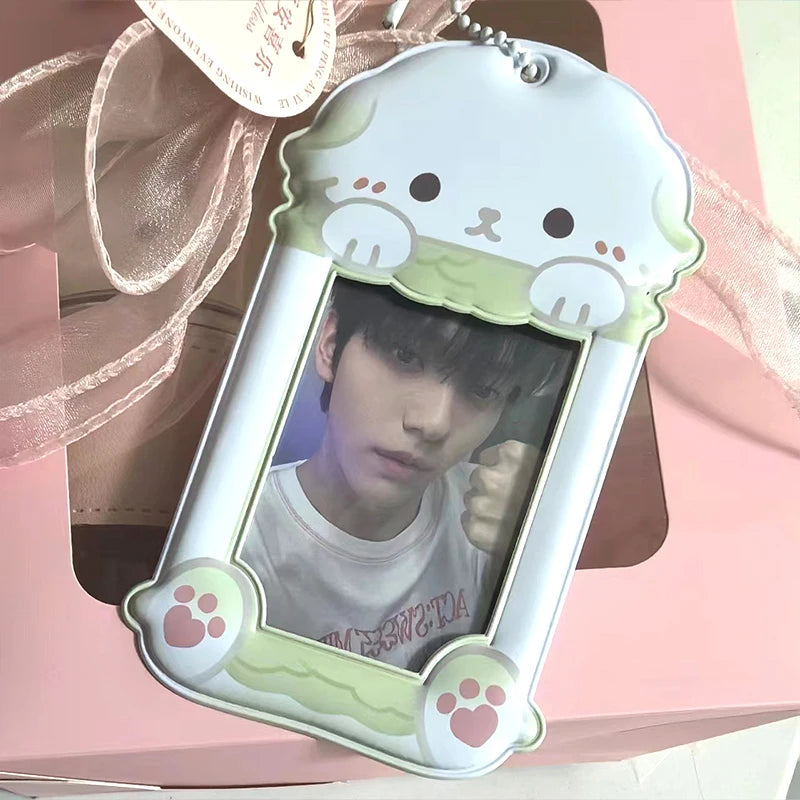 Kpop Photocard Holder Binder Photo Card Holder 3inch Idol Binder Photocard Display Keychain Protective Cover Photo Albums - S