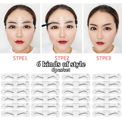 Reusable Eyebrow Stencil Set Soft Ruler Brow Definer Eye Brow Drawing Guide Styling Shaping Grooming Template Card Makeup Too