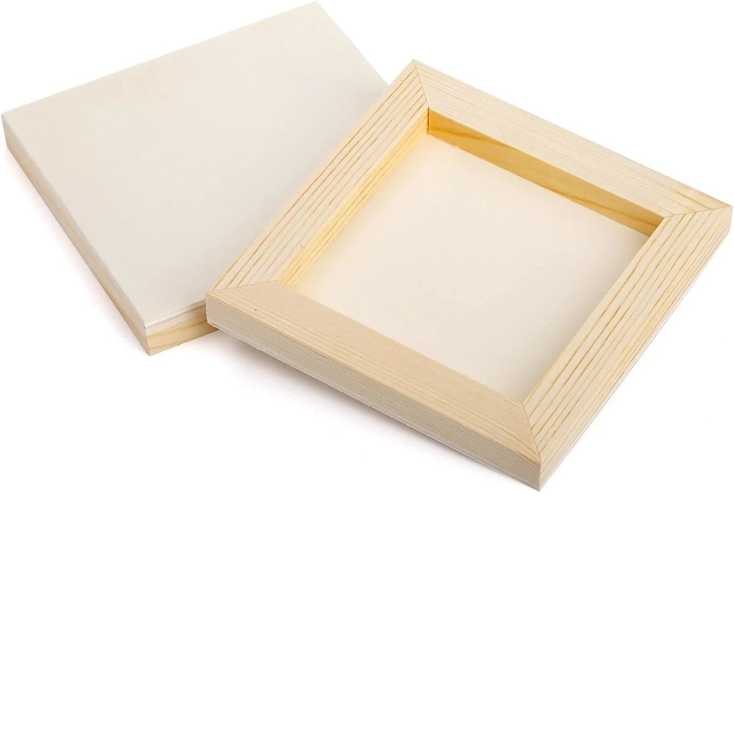 6Pcs Unfinished Square Wood Panels,4x4"/10x10cm,Blank Wooden Canvas Cradled Painting Boards for Drawing,Wood Burning DIY Arts