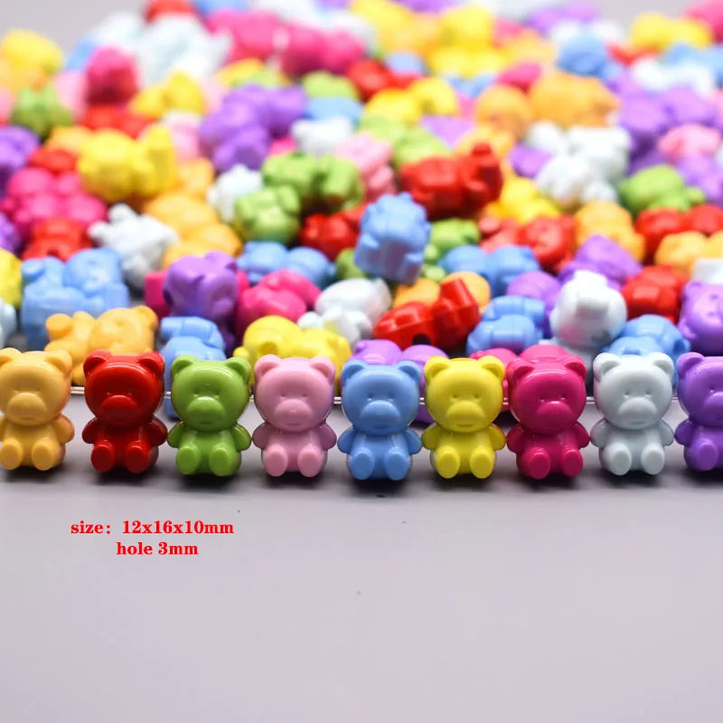 8x11mm 12x19mm Rainbow Colorful Cute Bear Acrylic beads for Jewelry Making Diy Bears Necklace Bracelet Earrings Gift Cross Ho