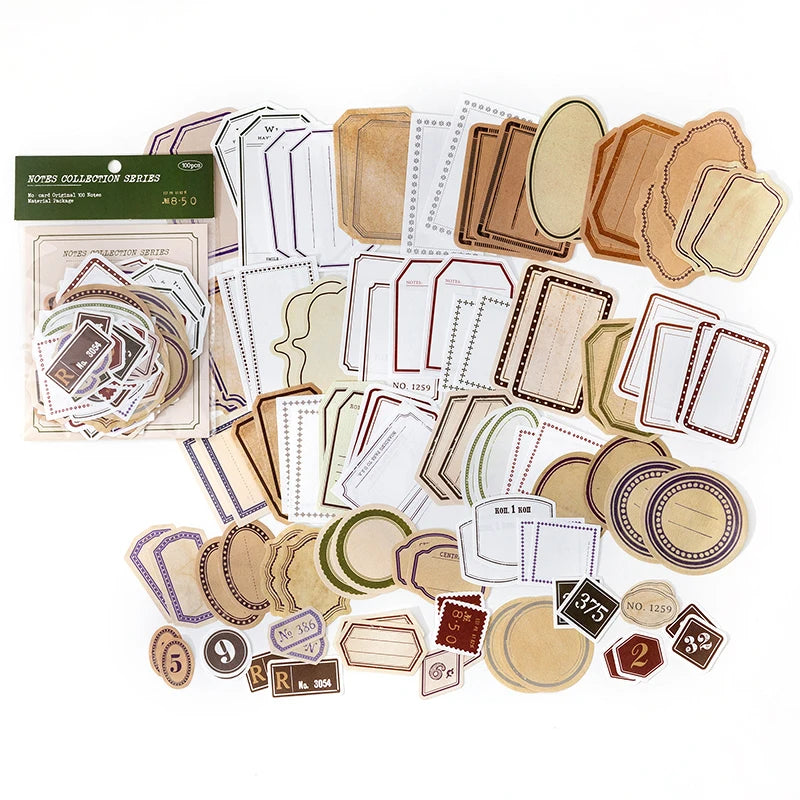 JIANQI 100pcs/pack Vintage Memo Paper Set DIY Scrapbooking School Supplies Decor Junk Journal Marking Stationery Notes Paper