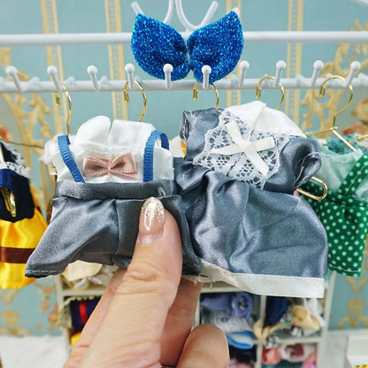 Dress Dollhouse Accessories 1:12 Forest Animal Family Clothes Fashion Daily Wear Casual Outfits Vest Shirt Skirt Pants for Do