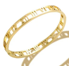 Fashion Simple Stainless Steel 3 Crystal Bracelet Bangle - B4 Gold