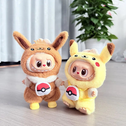 4 Styles for Labubu Clothes Pokemon Pikachu Set Role-playing Costume, Animated Characters, Labubu Accessories (No Dolls)