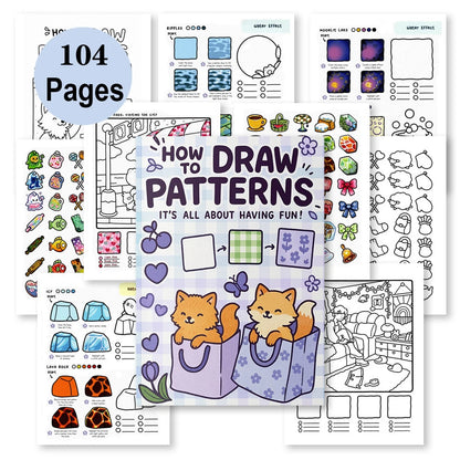 How to draw easy patterns，guide detailed steps for students to draw cartoon patterns，coloring book，notes