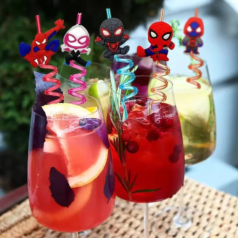 1/5/10Pcs Spiderman Theme Drinking Straws Kids Birthday Party Decorations Baby Shower Spiderman Party Supplies Birthday Gifts