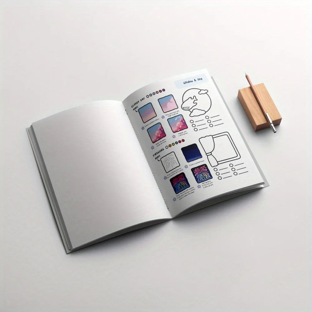 How to draw easy patterns，guide detailed steps for students to draw cartoon patterns，coloring book，notes
