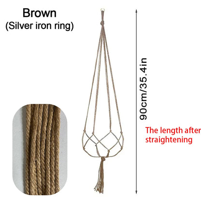 Hanging Plant Pot Hanging Basket Vases with Hook Creative Macrame Suspension Plant Planters for Hanging Flower Pot Net - Brow