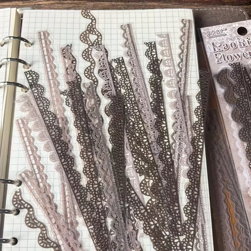 1 Pack (40 pieces) - Soft floral lace-like decorative stickers - Self-adhesive. Suitable for vintage scrapbooks and card maki