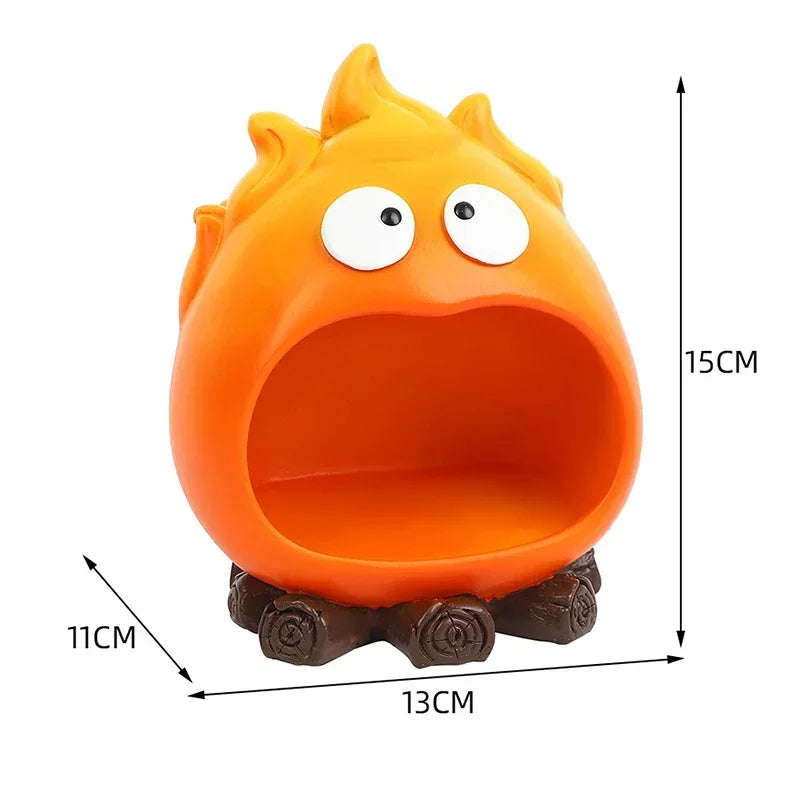 New Calcifer Fire Desktop Decoration Creative Home Living Room Porch Key Storage Tray Cartoon Snack Organizer Table Ornaments