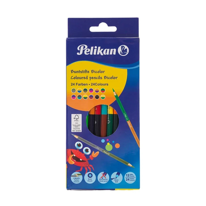 24 Colors Double Headed Pencils for Children Professional Drawing Sketching and Pastel Art Premium Student School Art Supplie