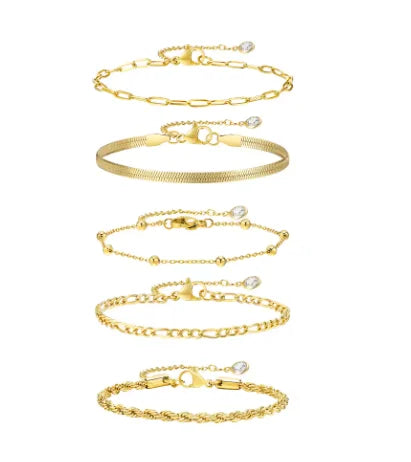 Stainless Steel Bohemian Style Personalized Anklet - F45 Gold