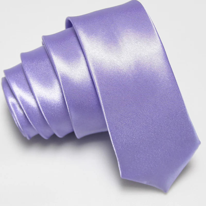 Fashion 5CM Skinny Slim Narrow Ties for man Solid Color Black Red Blue Patterns Necktie For mens Neck Tie Neckwear - Light Pu