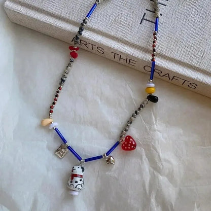 Black and White Beaded Dalmatian Puppy Cute Personalized 2025 Pendant Necklace for Women Girl Fashion Lovely Gift Jewelry