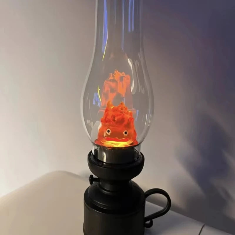 Calcifer Vintage Night Light Cartoon Anime Flameless Decorative Lamp Kerosene Candle Light with Table Lamp for Bedroom Christ