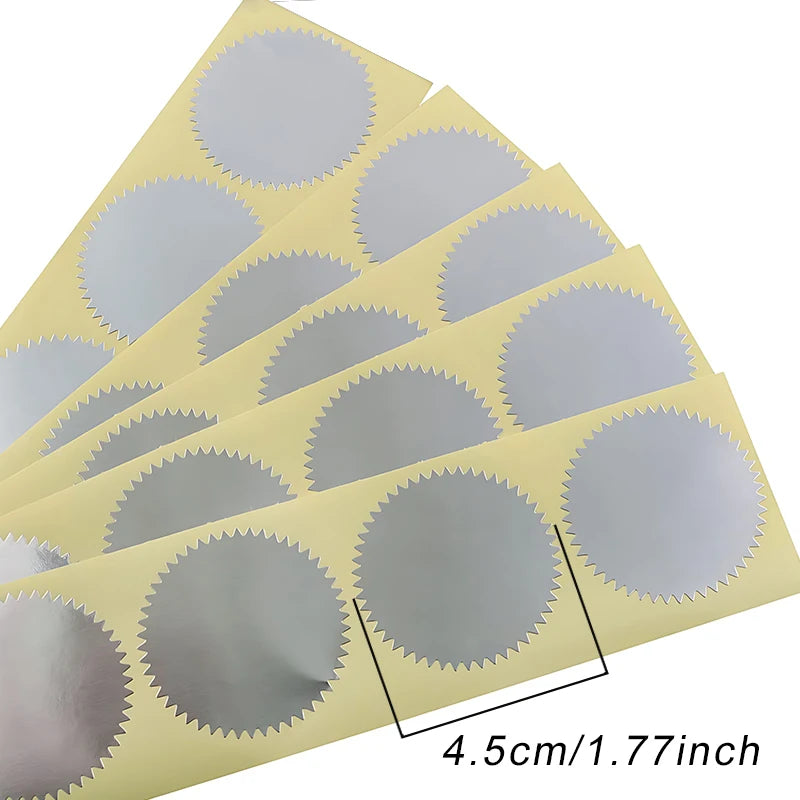 100PCS/Pack 45mm Round Gear Sticker Gold Silver Self Adhesive Steel Seal Stickers Envelopes Invitation Embossing Stamp Props 
