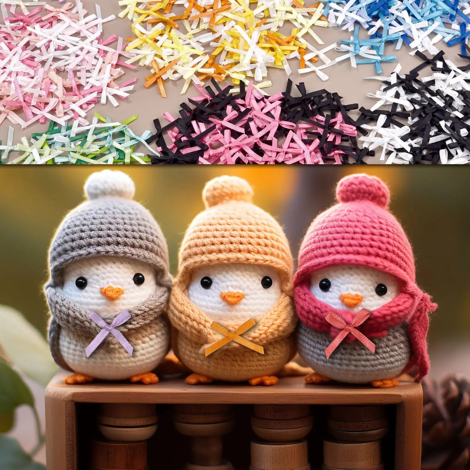 100Pcs Mini Satin Ribbons Flowers Bows Ties For DIY Craft Scrapbooking Embellishment Accessories Pets Hair Clothes Decoration