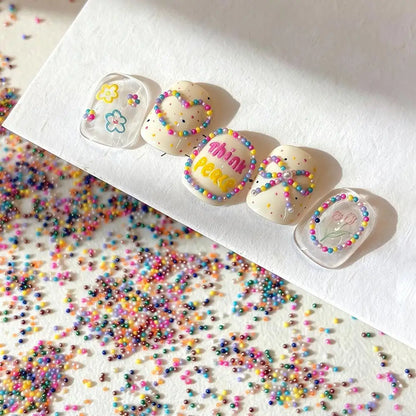 12Grids 3D Colorful Mini Caviar Beads Nail Charms Tiny Macaron Colors Round Ball Nails Art Decorations DIY Manicure Accessori