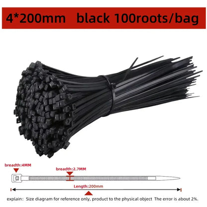 100Pcs Nylon Cable Ties Adjustable Self-locking Cord Ties Straps Fastening Loop Reusable Plastic Wire Ties For Home Office - 