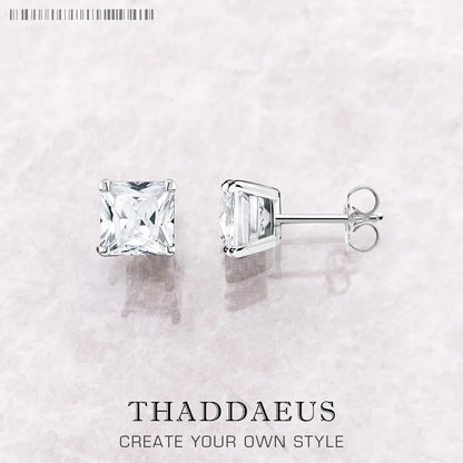 Studs Earrings Square Princess Cut Stone Europe Style Fine Jewerly For Women Trendy Gift In 925 Sterling Silver - A