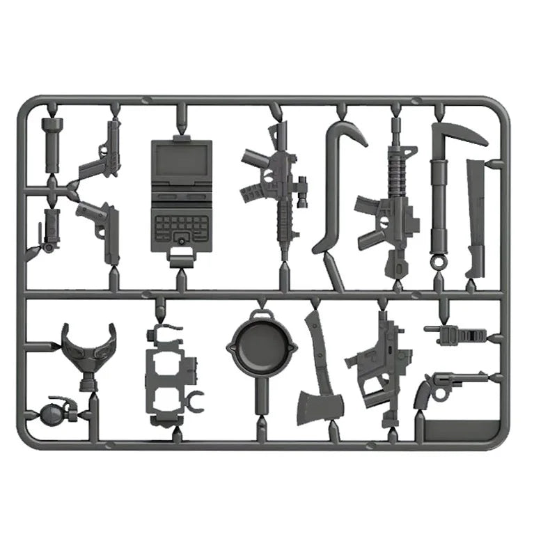 Military MG-34 Machine Gun Army WW2 Mini Action Figure Accessories Pack MOC Parts Building Block Bricks Toy - Blue