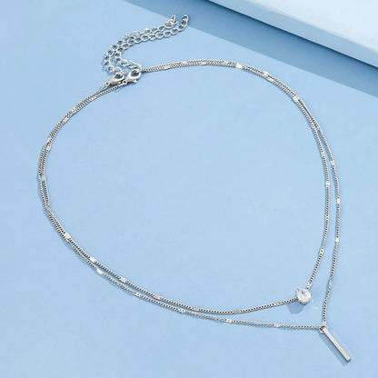Trendy Zircon Pendant Necklace For Women Multilayer Chain Choker Fashion Female Party Shiny Jewelry Gift - 5