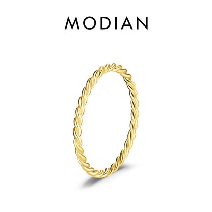 MODIAN 925 Sterling Silver Simple Fashion Stackable Ring Classic Wave Geometric Exquisite Finger Rings For Women Party Jewelr