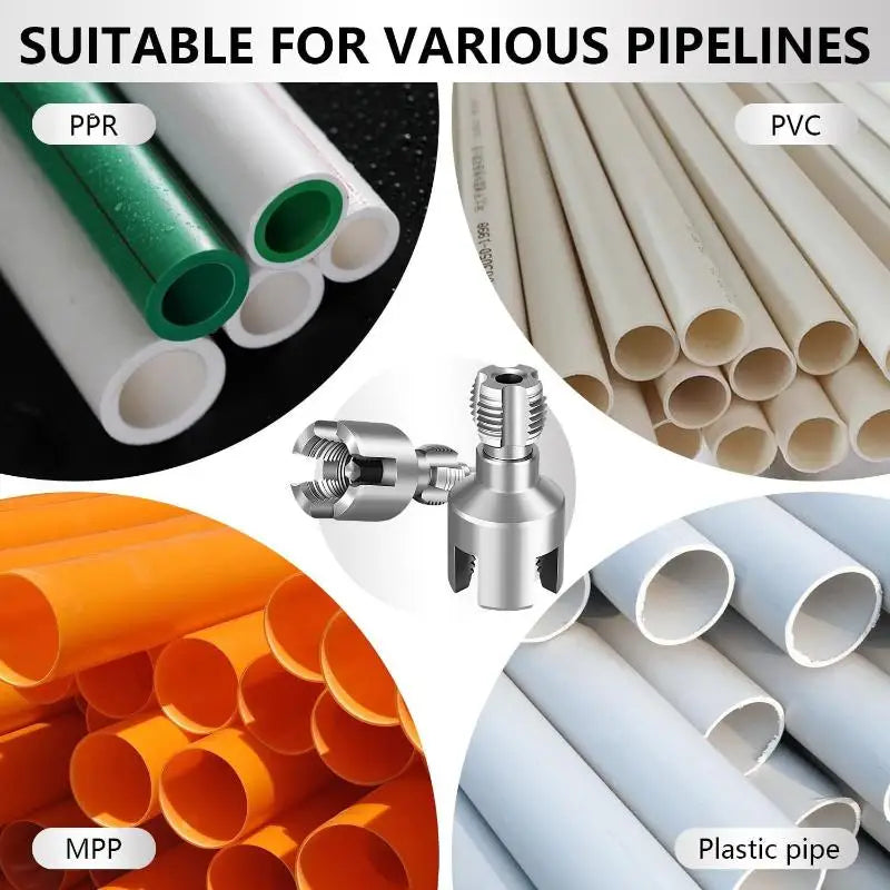 Pipe Thread Cutting Tool Integrated Internal & External Pipe Threading Tool Electric Drill Compatible PVC Pipe Threader Kit