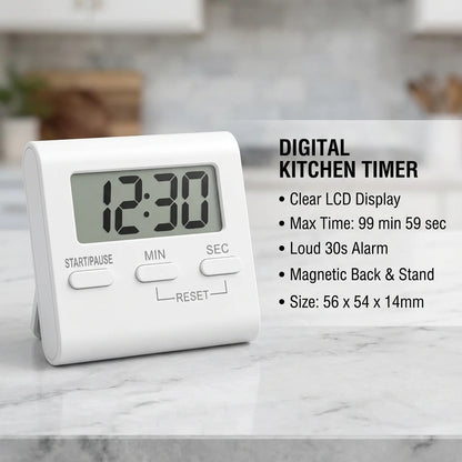 Digital Kitchen Timer Magnetic LCD Manual Countdown Cooking Timer Mechanical Kitchen Gadgets