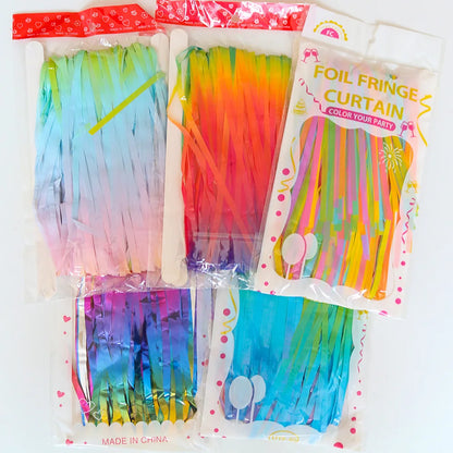 Rainbow Foil Fringe Curtain Gradient Macaron Curtains Photo Booth Backdrop for Wedding Birthday Baby Shower Party Decorations