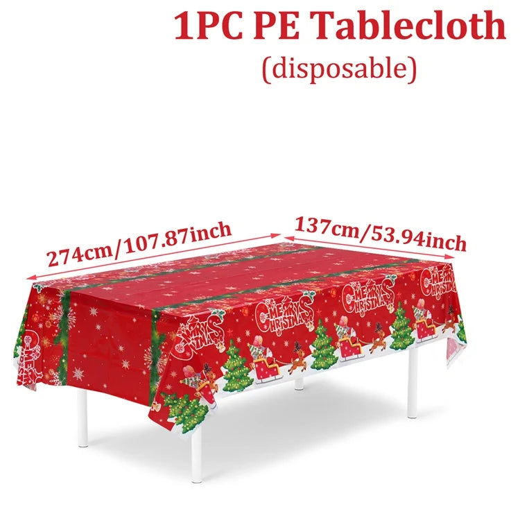 Disposable Christmas Tablecloth Merry Christmas Decors for Home 2024 Table Cover Xmas Ornament Navidad Natal New Year Gift 20