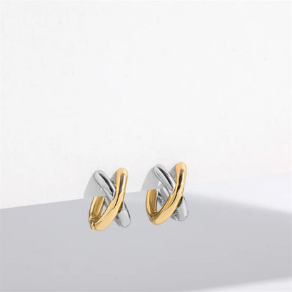 Vintage CC Design Stud Earrings for Women Korean Fashion X Cross Zircon Earring Engagement Jewelry Gifts