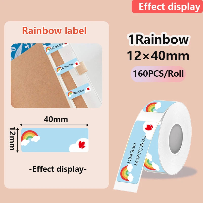 1Roll P12 P15 Thermal Label Sticker 12mm*40mm Tape Compatible Phomemo D30 Q30 Marklife P11 P50 L12 DELI Q2 Labeller