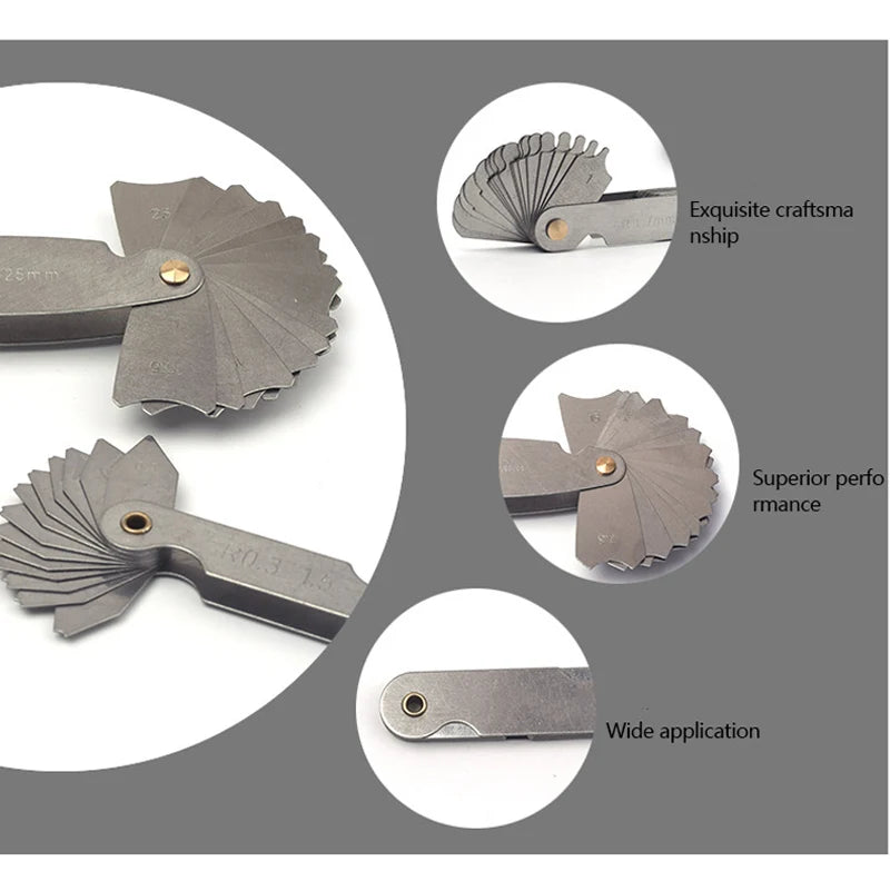 Radius Template R Gauge R1-6.5 7-14.5 15-25 26-80 Radius Gage Plate Fillet Gaug External Internal Concave Convex Measuring To