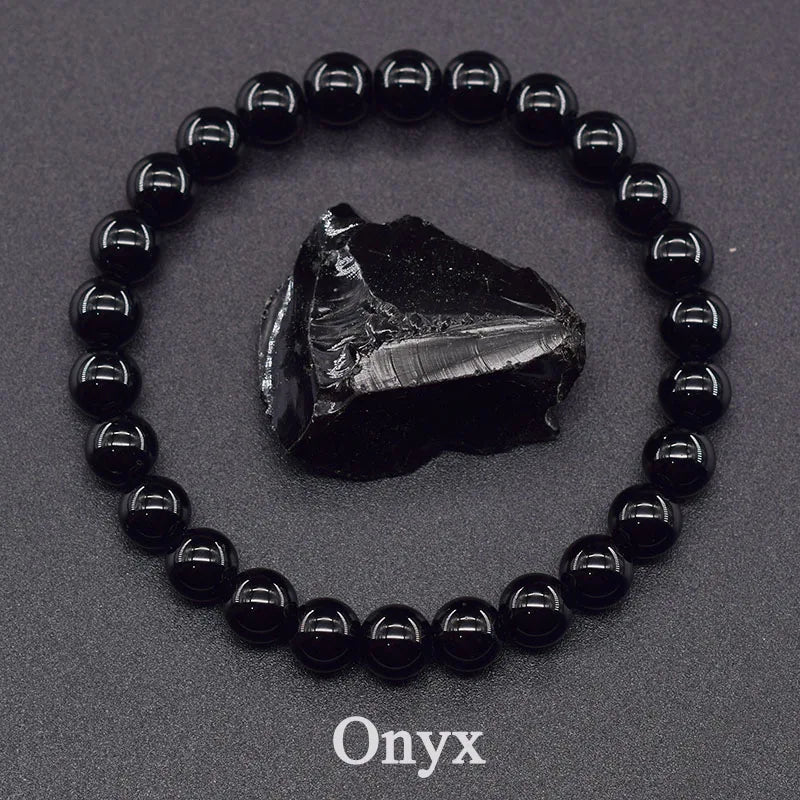 Real 5A Natural Lapis Lazuli Stone Beads Bracelet Homme Elastic Energy Healing Jewelry for Women Gift for Boyfriend - 24 Onyx